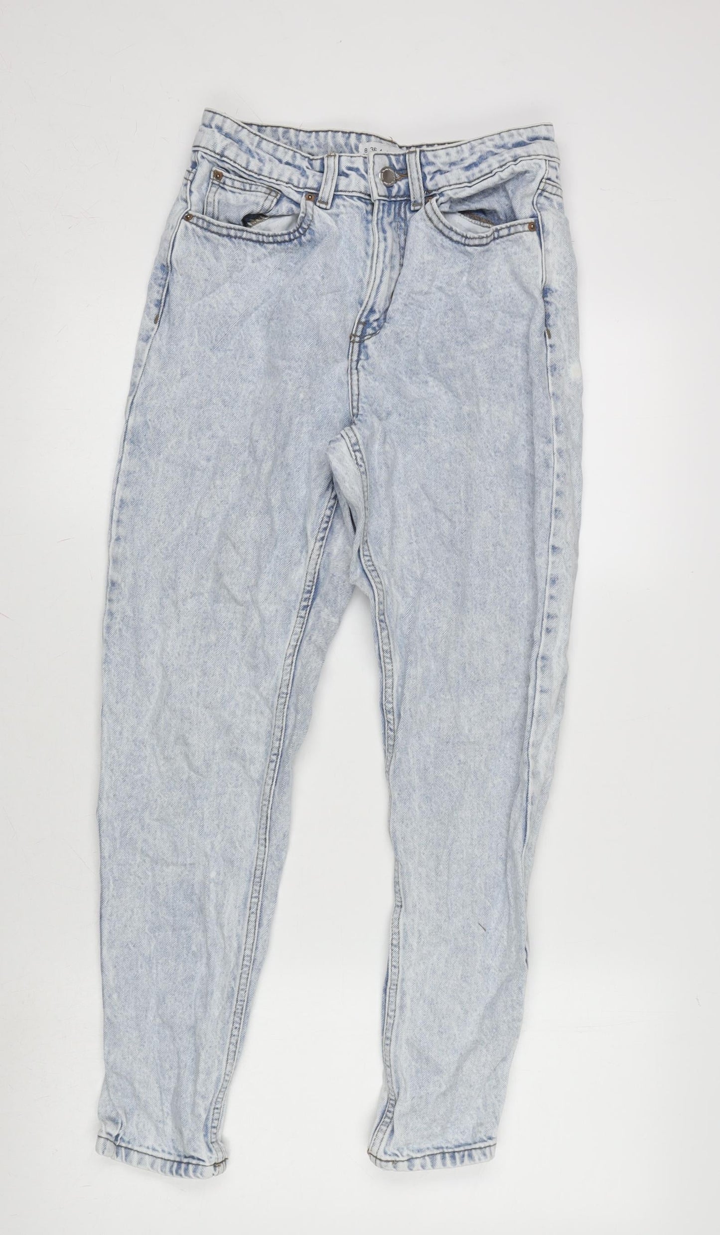 Denim & Co. Womens Blue Cotton Tapered Jeans Size 8 L26.5 in Regular Zip