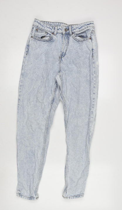 Denim & Co. Womens Blue Cotton Tapered Jeans Size 8 L26.5 in Regular Zip