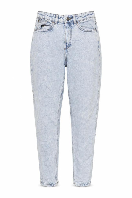 Front view of Denim & Co. women’s blue cotton tapered jeans, size UK 8, 26.5-inch leg regular zip