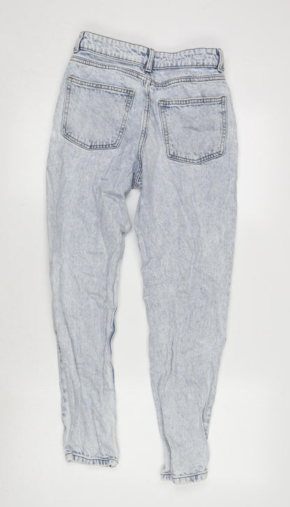 Denim & Co. Womens Blue Cotton Tapered Jeans Size 8 L26.5 in Regular Zip