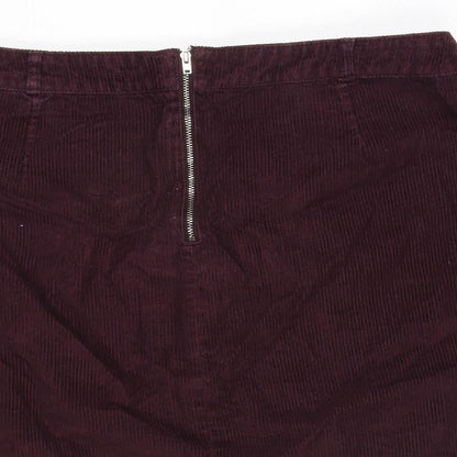 F&F Womens Purple Cotton A-Line Skirt Size 14 Zip