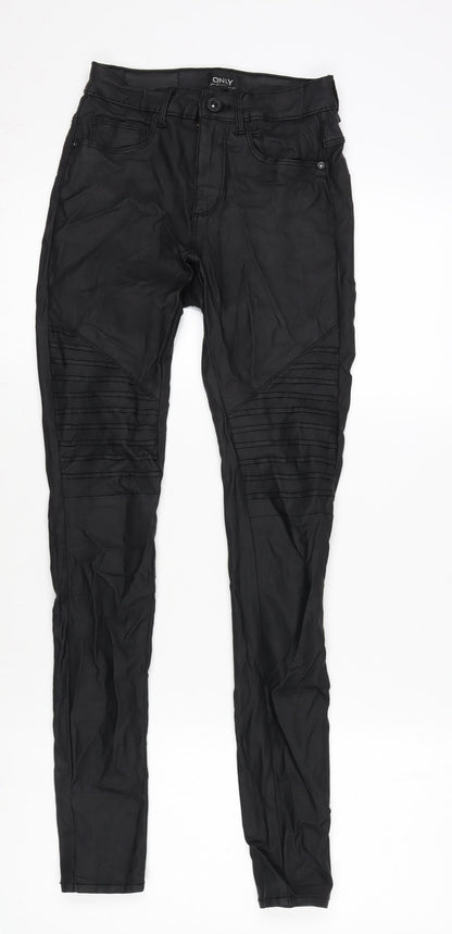 Only Womens Black Polyester Blend Trousers Size S L28 in Regular Zip