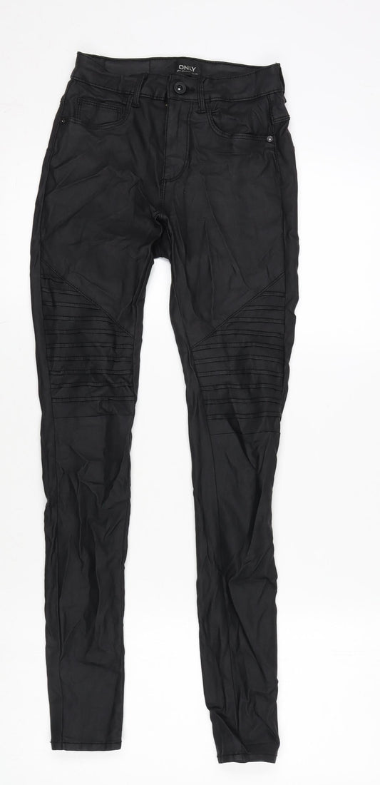 Only Womens Black Polyester Blend Trousers Size S L28 in Regular Zip