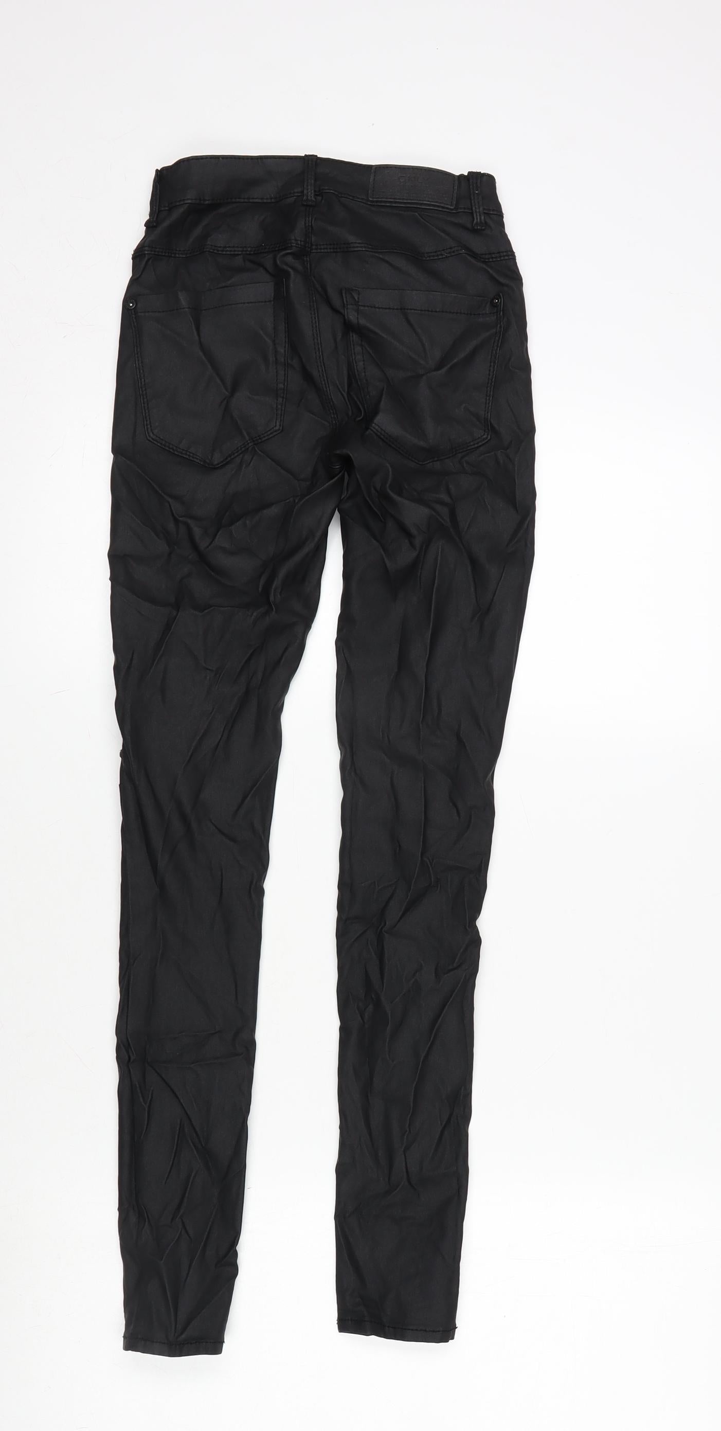 Only Womens Black Polyester Blend Trousers Size S L28 in Regular Zip
