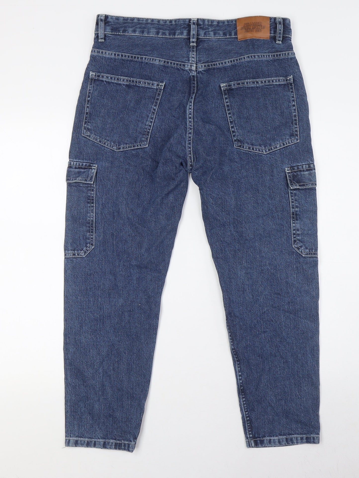 Pull&Bear Womens Blue Cotton Mom Jeans Size 10 L25 in Relaxed Button - Pockets
