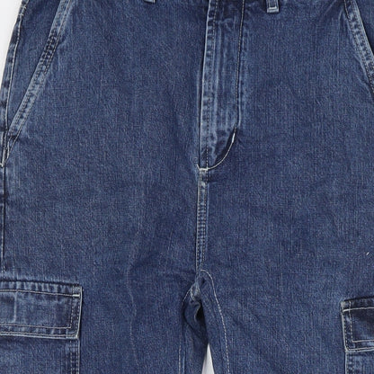Pull&Bear Womens Blue Cotton Mom Jeans Size 10 L25 in Relaxed Button - Pockets