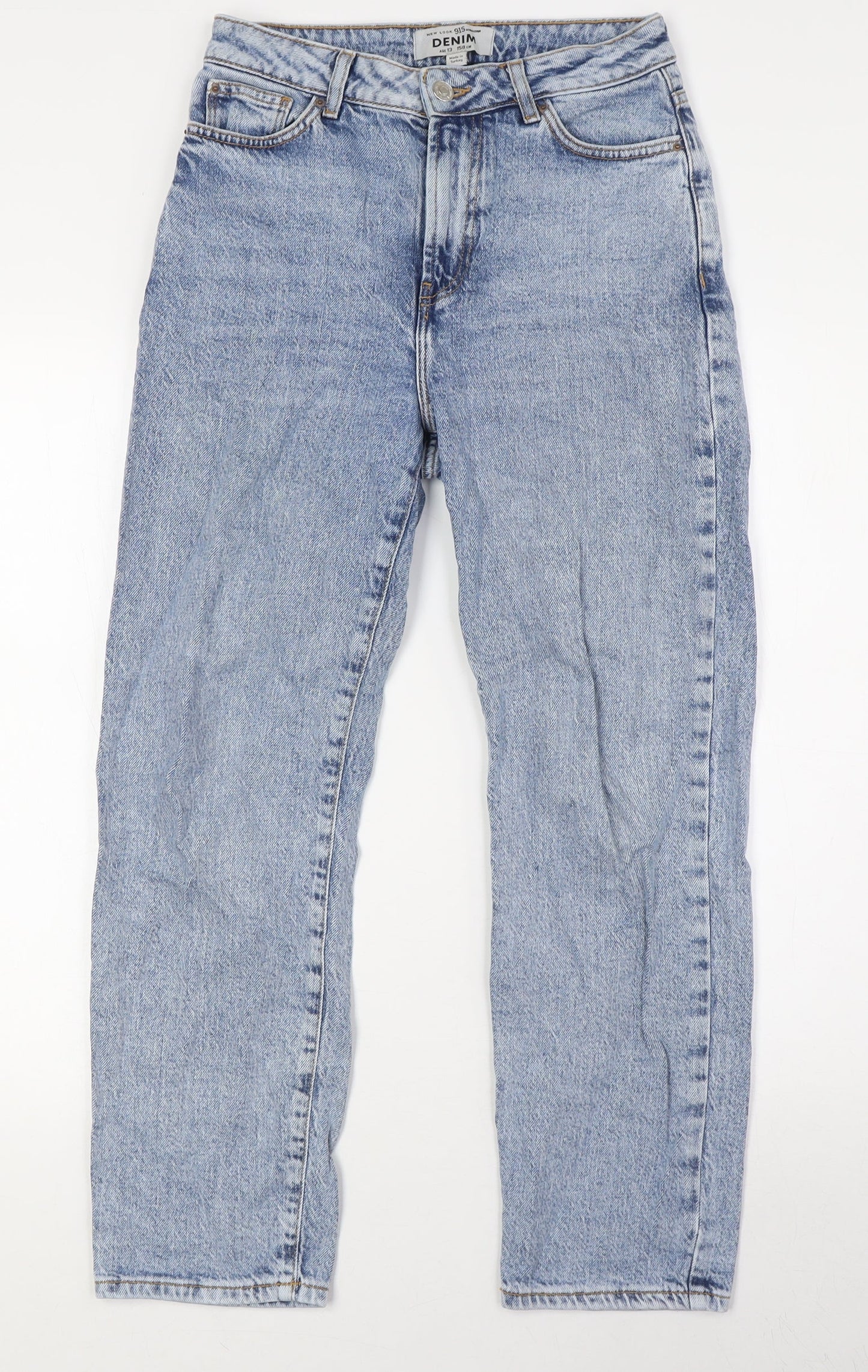 Denim Girls Blue Cotton Skinny Jeans Size 13 Years L27 in Regular Button