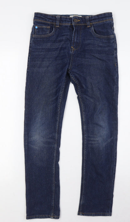 Matalan Boys Blue Houndstooth Cotton Skinny Jeans Size 11 Years L26 in Slim Button