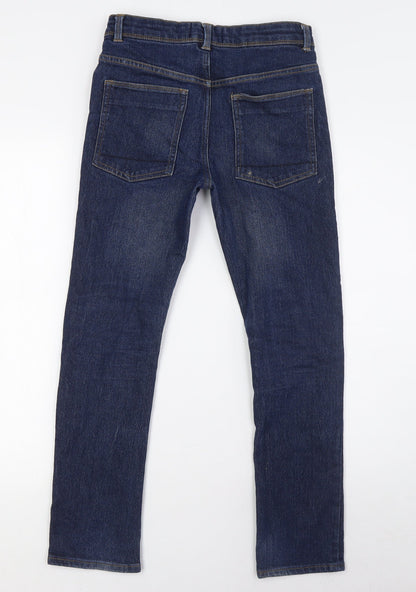 Matalan Boys Blue Houndstooth Cotton Skinny Jeans Size 11 Years L26 in Slim Button