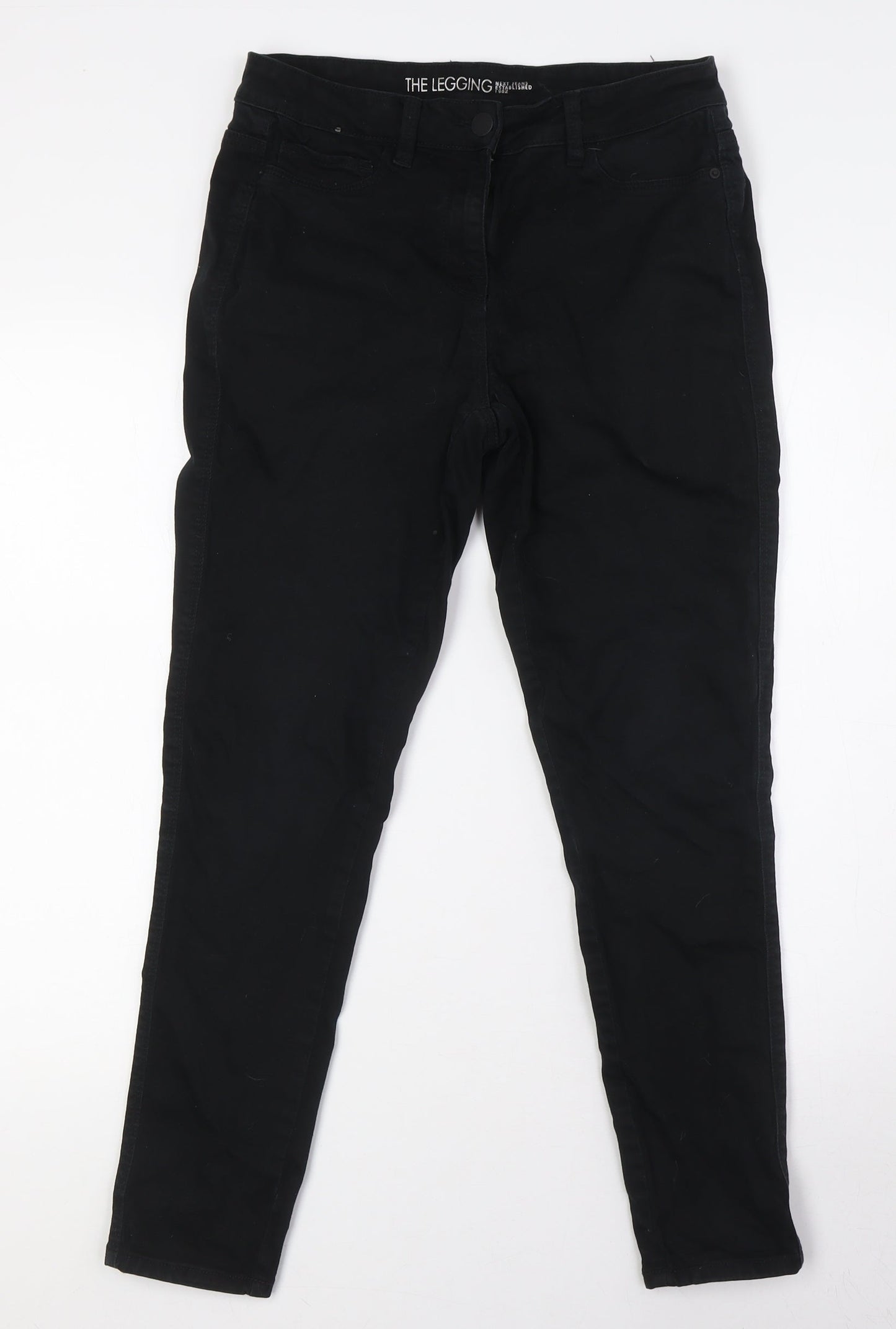 NEXT Womens Black Cotton Skinny Jeans Size 12 L28 in Slim Button