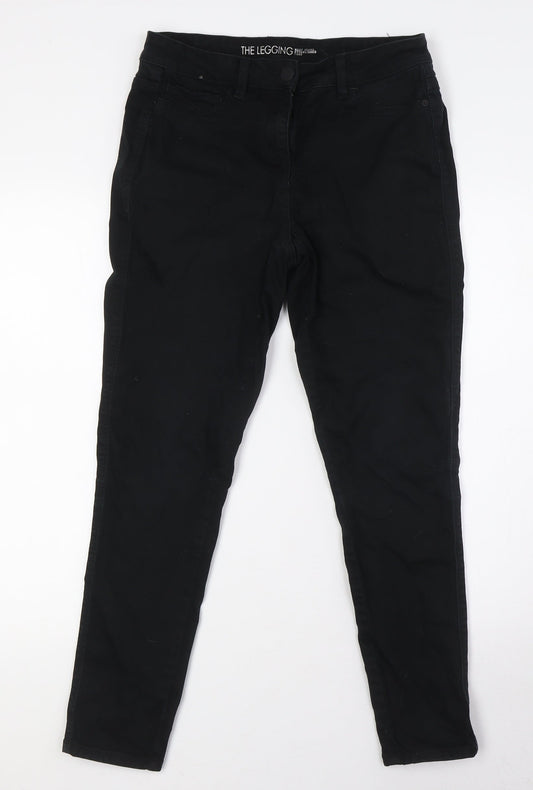 NEXT Womens Black Cotton Skinny Jeans Size 12 L28 in Slim Button