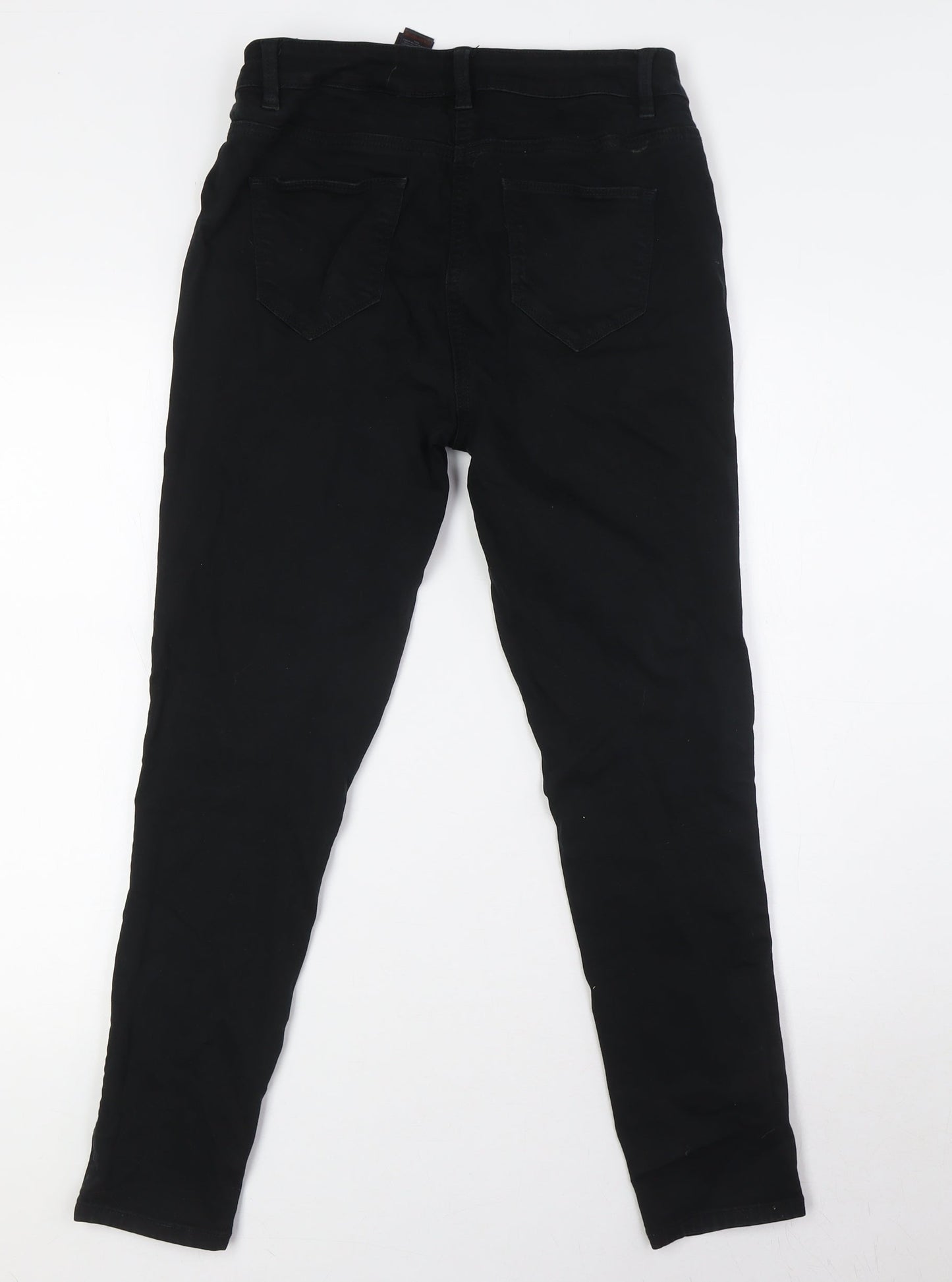 NEXT Womens Black Cotton Skinny Jeans Size 12 L28 in Slim Button