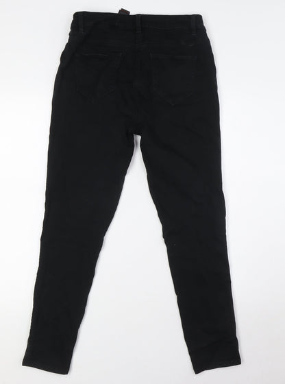 NEXT Womens Black Cotton Skinny Jeans Size 12 L28 in Slim Button