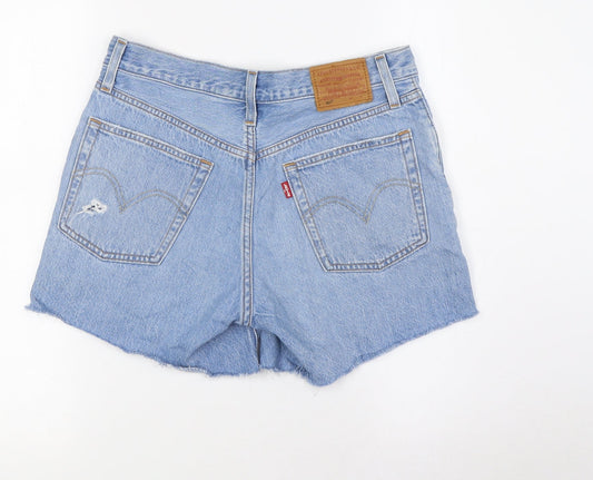 Levi's Womens Blue 100% Cotton Basic Shorts Size 27 in Regular Button - Raw Hem