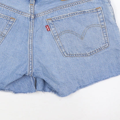 Levi's Womens Blue 100% Cotton Basic Shorts Size 27 in Regular Button - Raw Hem