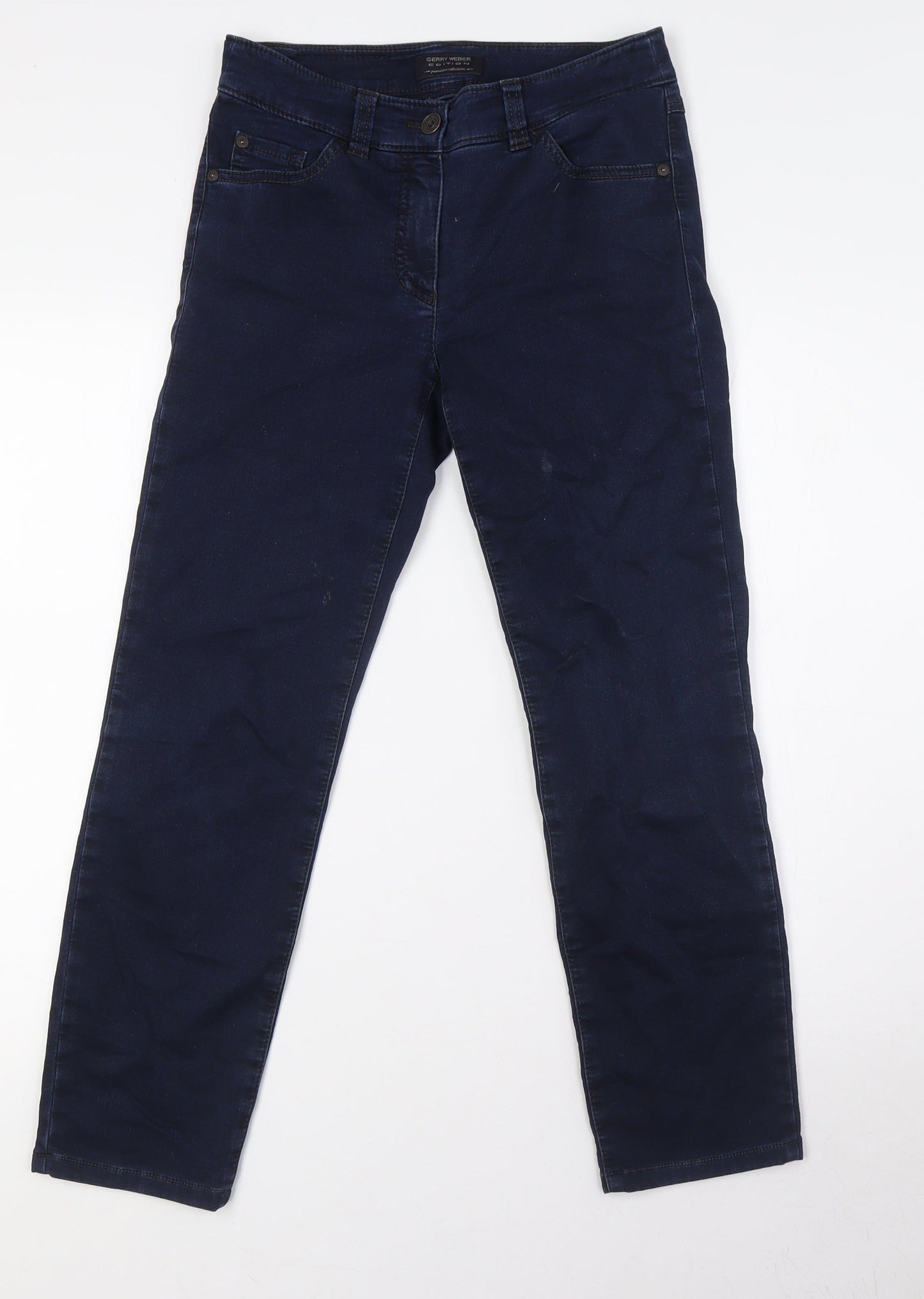 Gerry Weber Womens Blue Cotton Straight Jeans Size 8 L26 in Regular Button