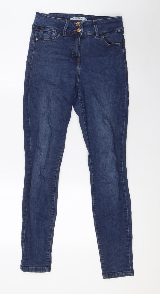 NEXT Womens Blue Cotton Skinny Jeans Size 8 L30 in Slim Button
