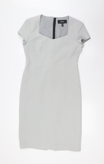Nissa Womens Grey Polyester Pencil Dress Size 10 Square Neck Zip