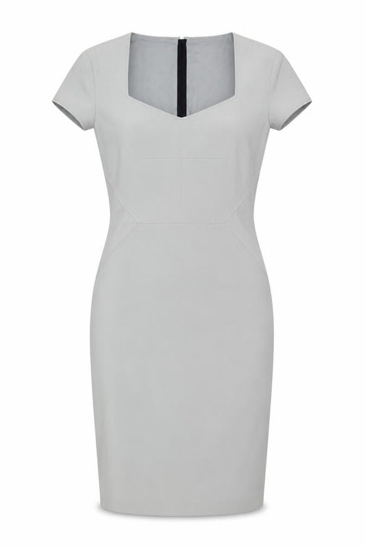Nissa Womens Grey Polyester Pencil Dress Size 10 Square Neck Zip