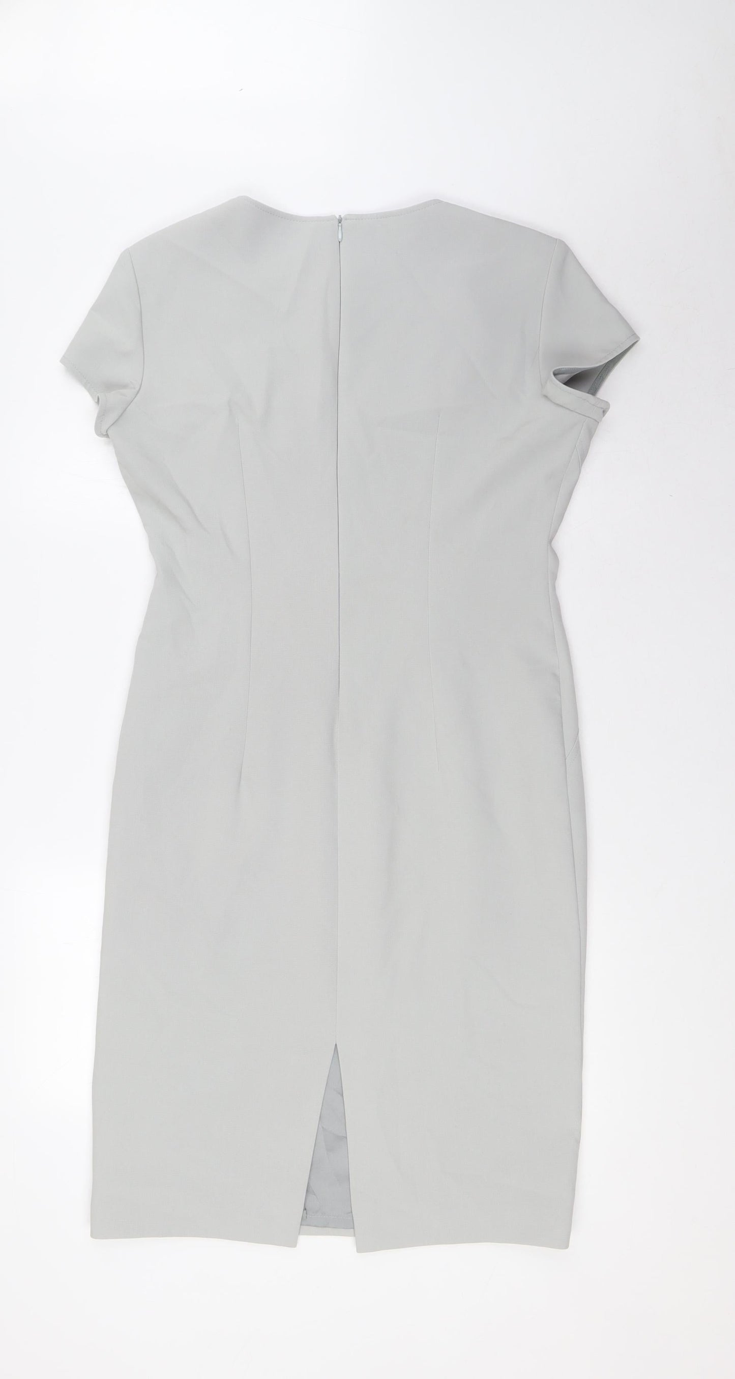 Nissa Womens Grey Polyester Pencil Dress Size 10 Square Neck Zip