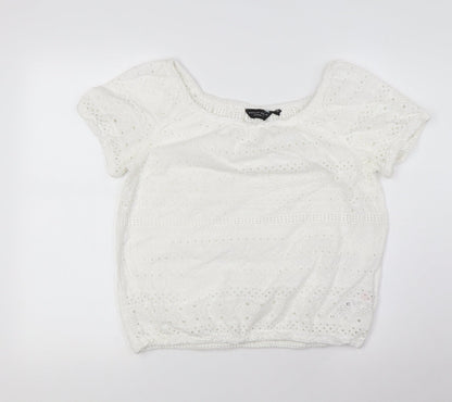 Womens UK Size 10 Dorothy Perkins White Basic T-Shirt