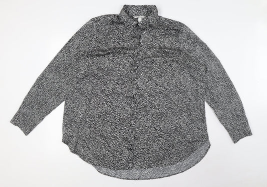 Womens UK Size L H&M Black Basic Button-Up
