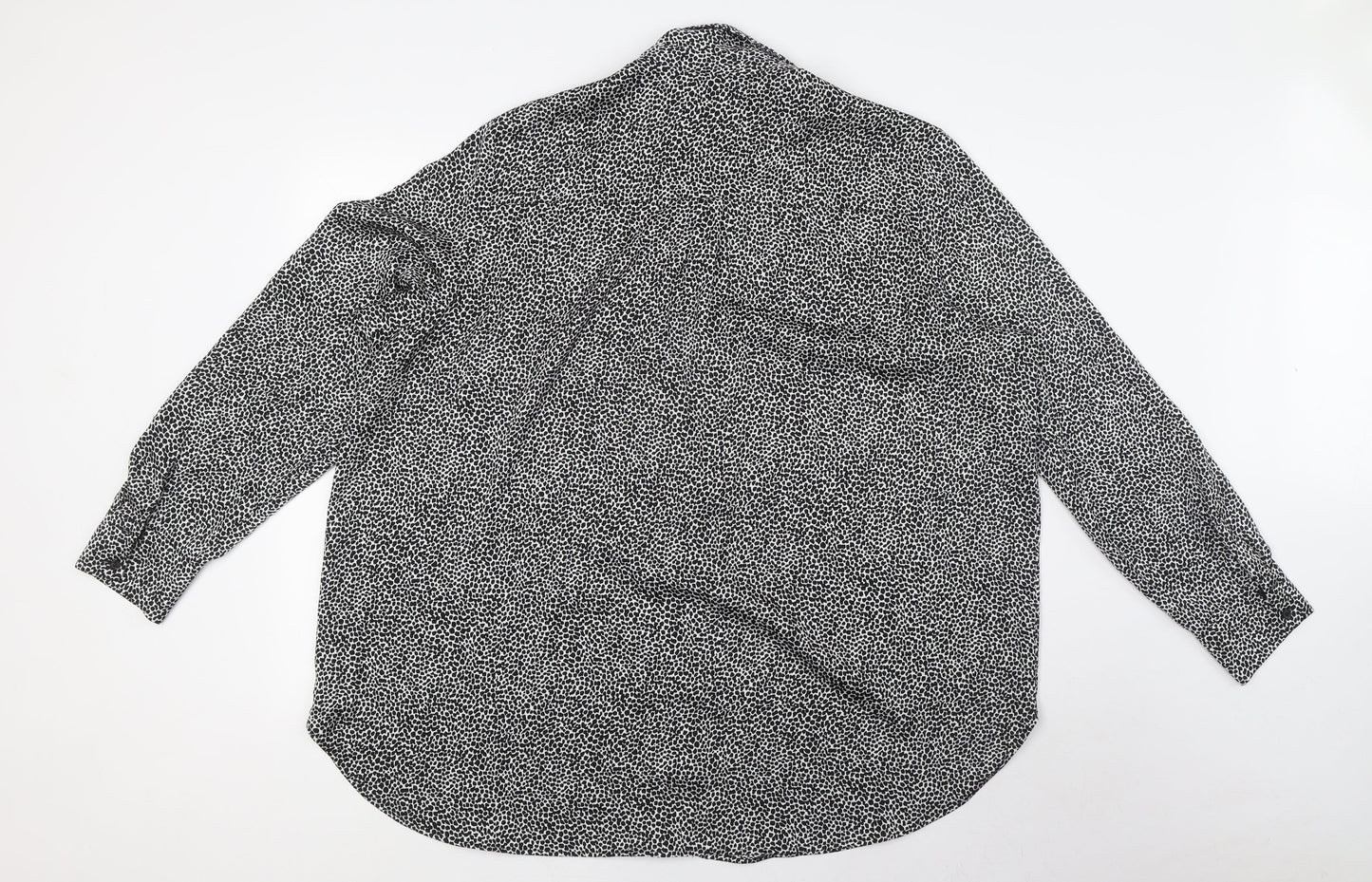 Womens UK Size L H&M Black Basic Button-Up