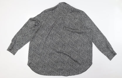 Womens UK Size L H&M Black Basic Button-Up