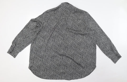 Womens UK Size L H&M Black Basic Button-Up