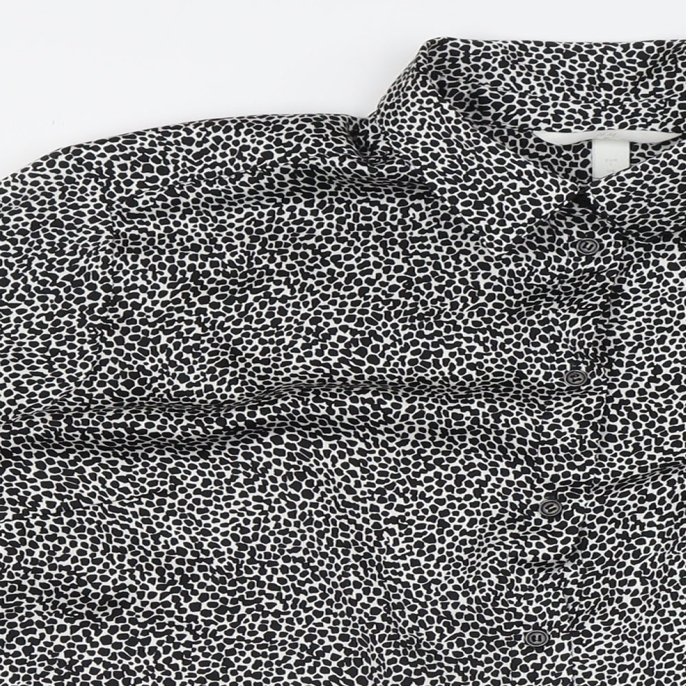 Womens UK Size L H&M Black Basic Button-Up