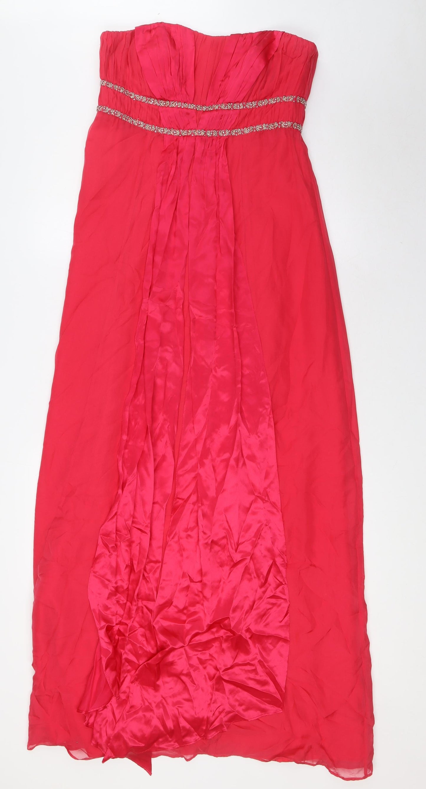 Monsoon Womens Pink Polyester Ball Gown Size 12 Off the Shoulder Zip