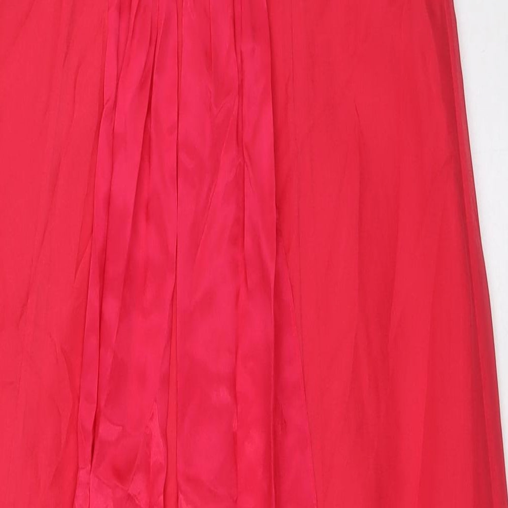 Monsoon Womens Pink Polyester Ball Gown Size 12 Off the Shoulder Zip