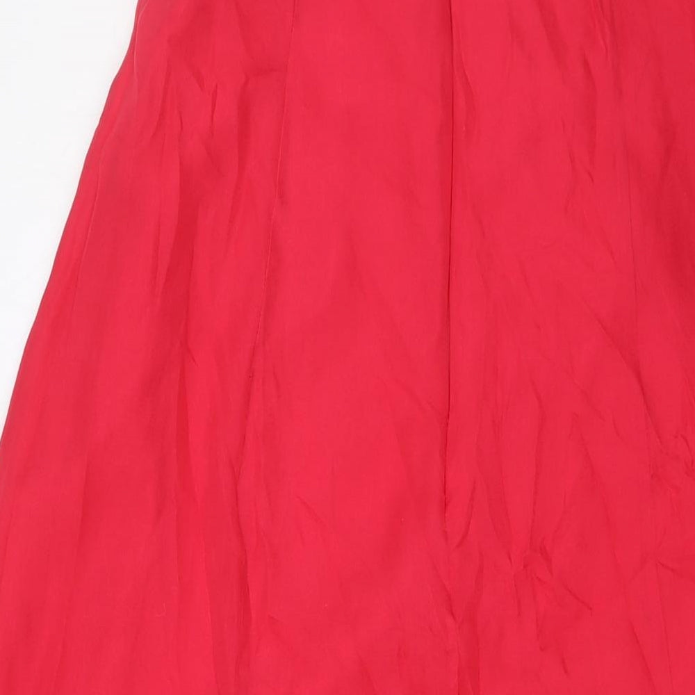 Monsoon Womens Pink Polyester Ball Gown Size 12 Off the Shoulder Zip