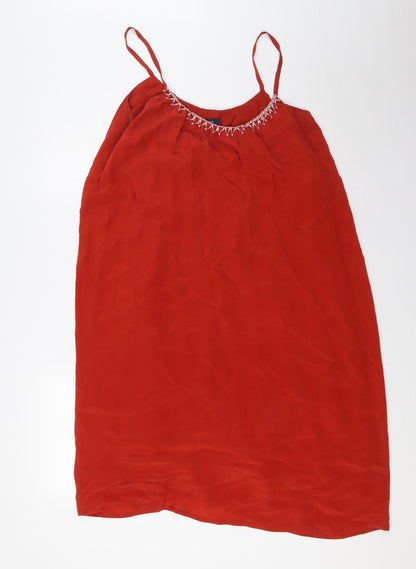 French Connection Womens Orange Silk A-Line Size 8 Scoop Neck - Beaded NeckLine