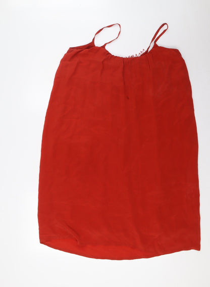 French Connection Womens Orange Silk A-Line Size 8 Scoop Neck - Beaded NeckLine