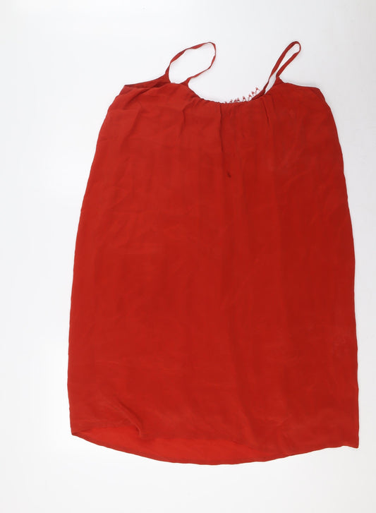 French Connection Womens Orange Silk A-Line Size 8 Scoop Neck - Beaded NeckLine