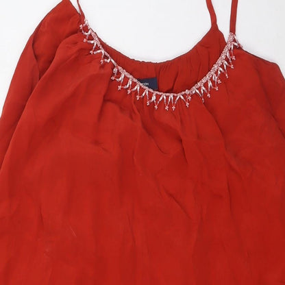 French Connection Womens Orange Silk A-Line Size 8 Scoop Neck - Beaded NeckLine