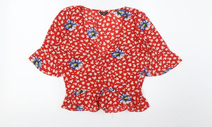 Womens UK Size 6 Topshop Red Basic Blouse