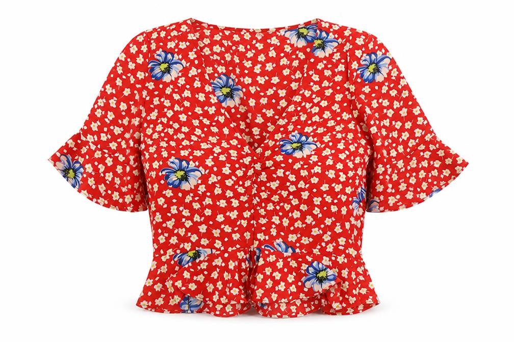 Womens UK Size 6 Topshop Red Basic Blouse