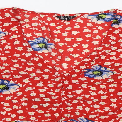 Womens UK Size 6 Topshop Red Basic Blouse