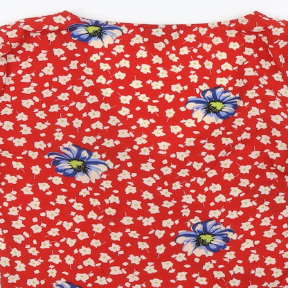 Womens UK Size 6 Topshop Red Basic Blouse