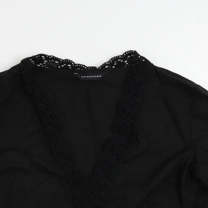 Womens UK Size 12 Wardrobe Black Kimono Blouse