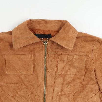 Sfera Womens Orange Jacket Size L Zip - Suede Effect