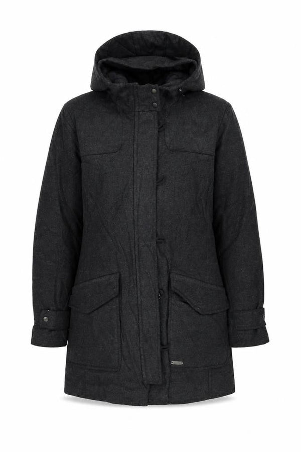Peak Performance Womens Grey Pea Coat Coat Size L Zip - Vintage Hooded