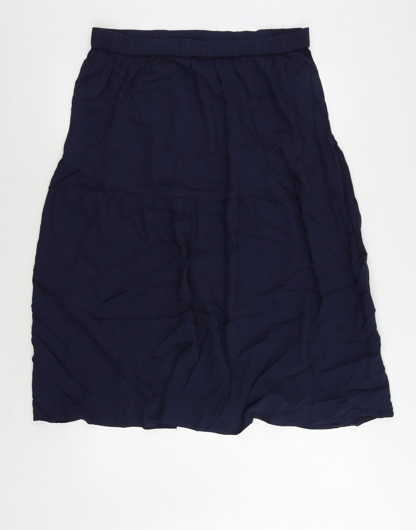 Marks and Spencer Womens Blue Viscose A-Line Skirt Size 16 - Elastic Waist