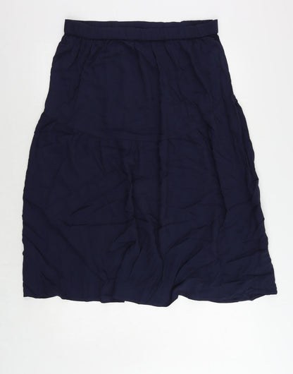 Marks and Spencer Womens Blue Viscose A-Line Skirt Size 16 - Elastic Waist