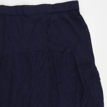 Marks and Spencer Womens Blue Viscose A-Line Skirt Size 16 - Elastic Waist