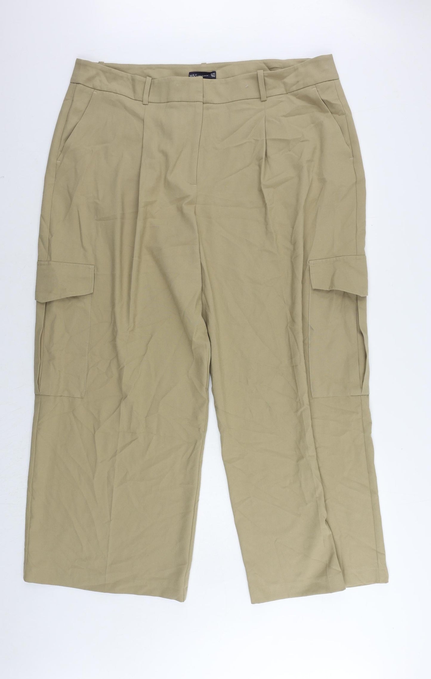Womens UK Size 22 Marks and Spencer Regular Fit Cargo Beige Trousers
