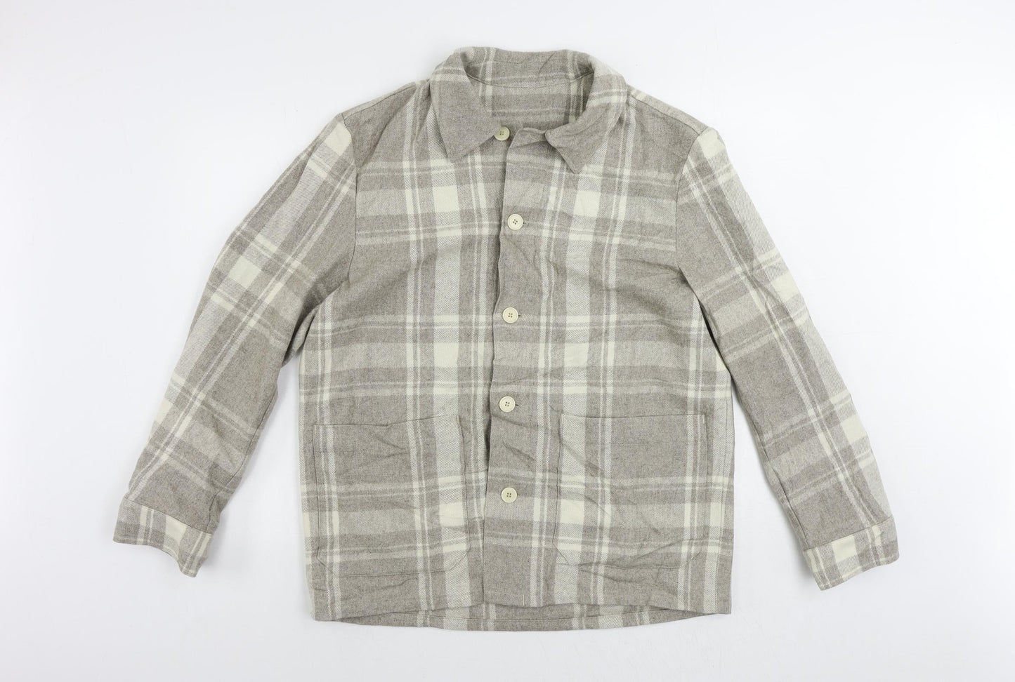 Arket Womens Grey Plaid Jacket Size 10 Button - Shacket