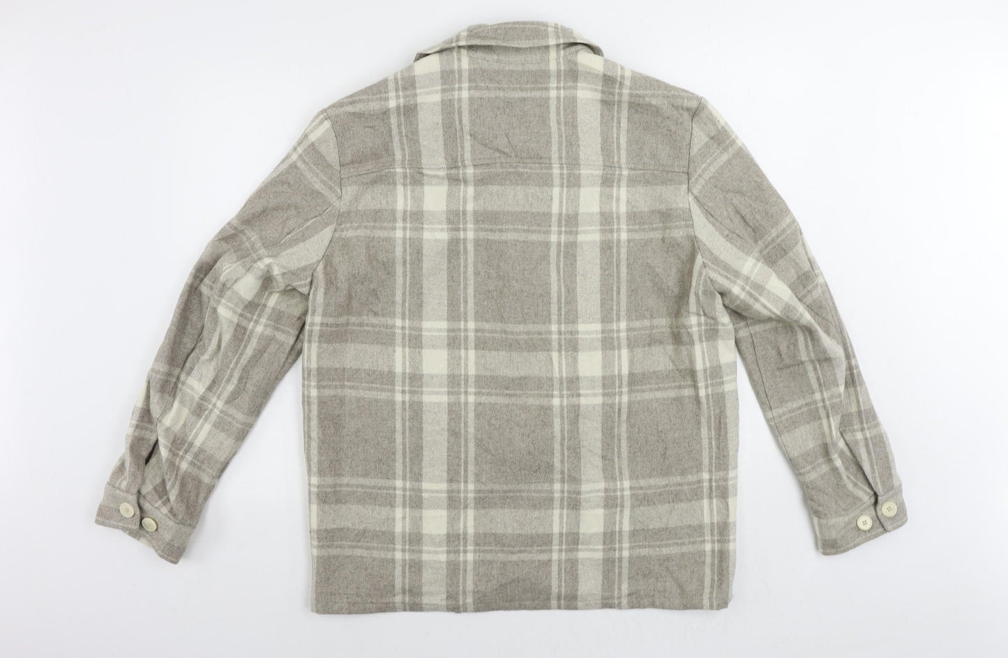 Arket Womens Grey Plaid Jacket Size 10 Button - Shacket